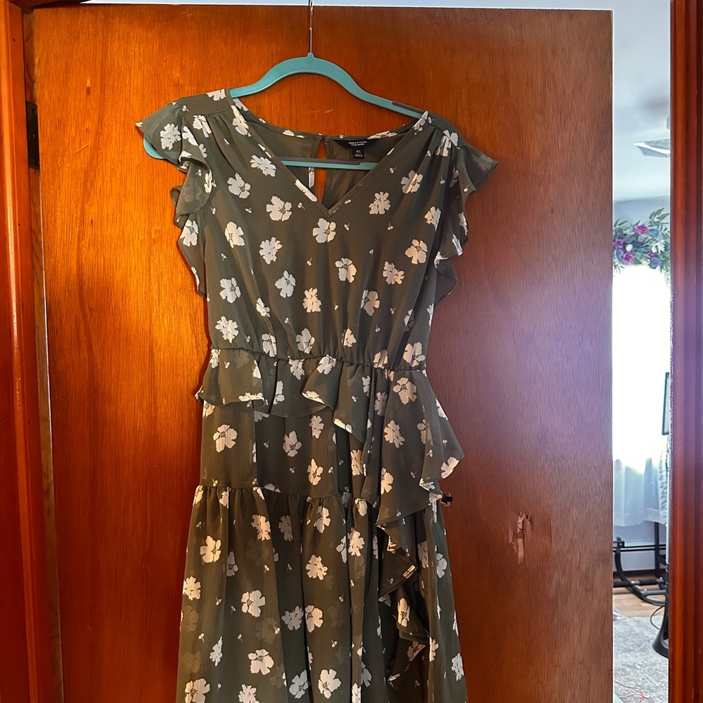 Simply Vera Vera Wang Asymmetrical Green Floral Dress